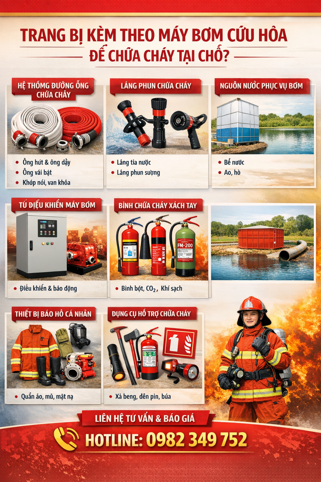 Cần Trang Bị Những Phương Tiện Nào Kèm Theo Máy Bơm Cứu Hỏa Để Chữa Cháy Tại Chỗ?